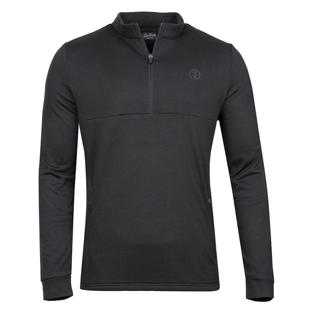 Lochie Mens Grid Fleece Quarter Zip Pullover (Black Onyx) #contain