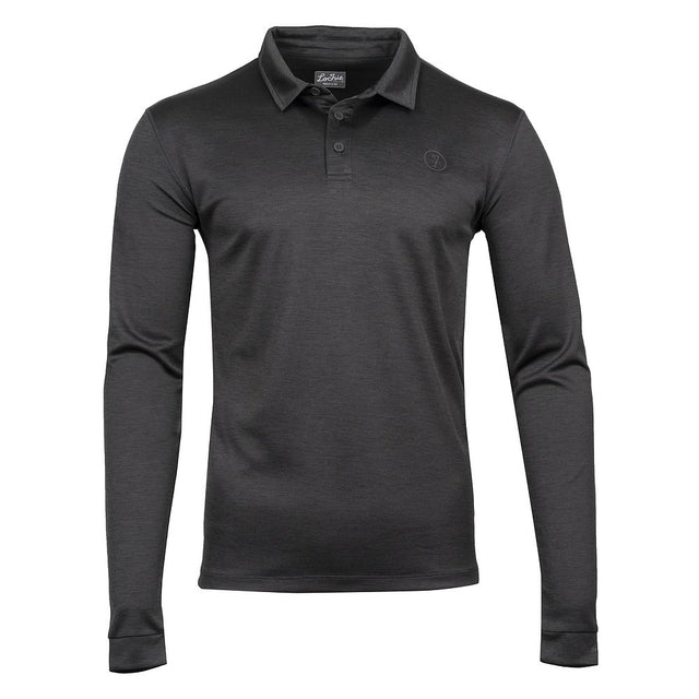 Lochie Mens LS Tech Polo (Black Onyx) #contain