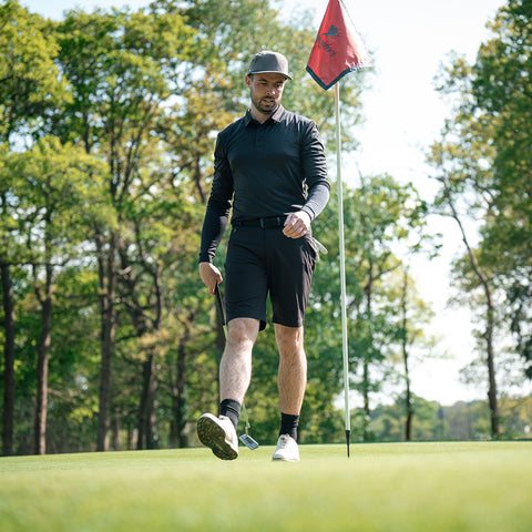 Lochie Mens LS Tech Polo (Black Onyx)