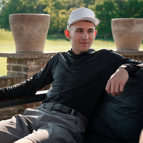 Lochie Mens LS Tech Polo (Black Onyx)