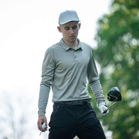 Lochie Mens LS Tech Polo (Harbour Mist)