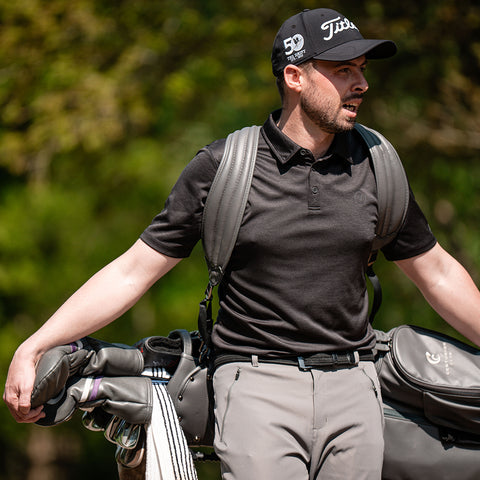 Lochie Mens SS Tech Polo (Black Onyx) @100